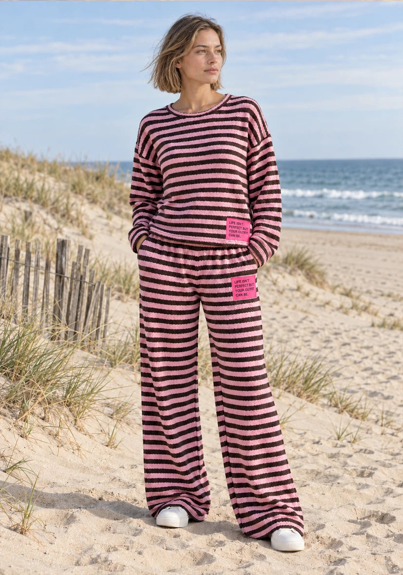 Knit Pants stripes - Brown/Rose
