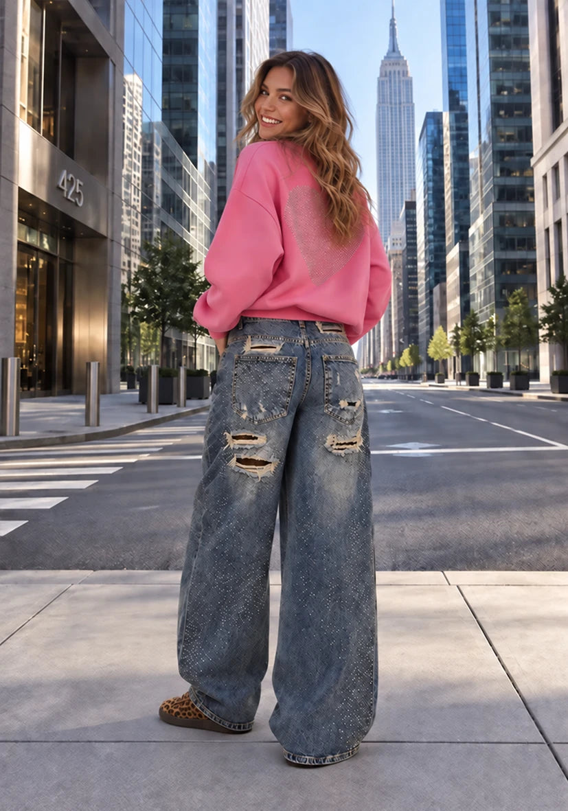 Jeans destroyed - braun Sparkle