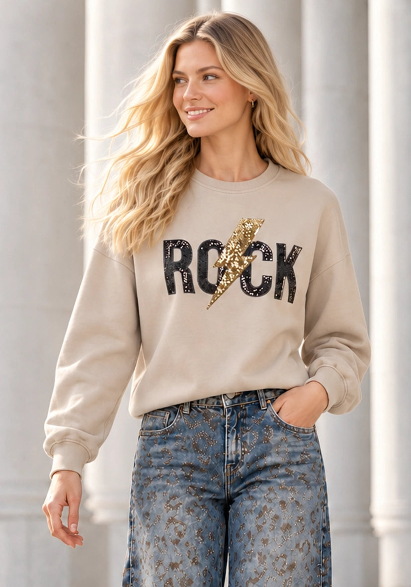 Roundneck Lightning Rock - sand/chocolate