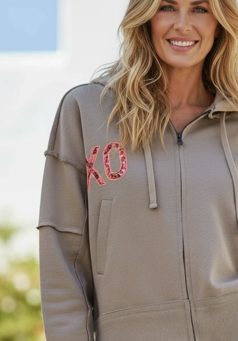 Hoodie Sweatjacket Short XO - sand (BS)
