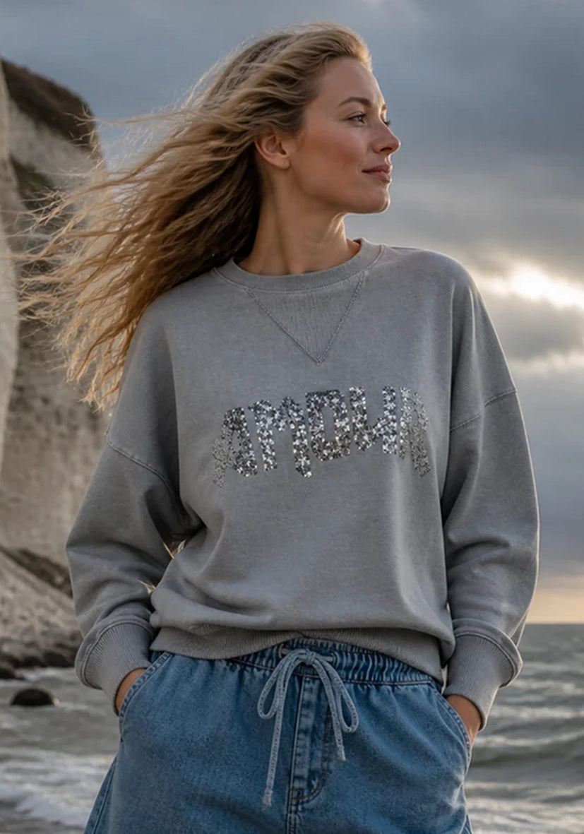Roundneck Sparkling Amour - grau
