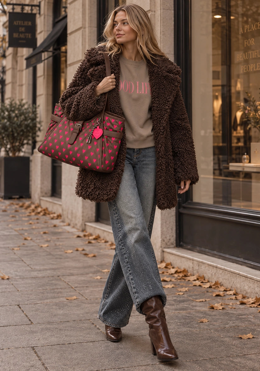 Shopper Miss Goodlife Heart - dunkelbraun