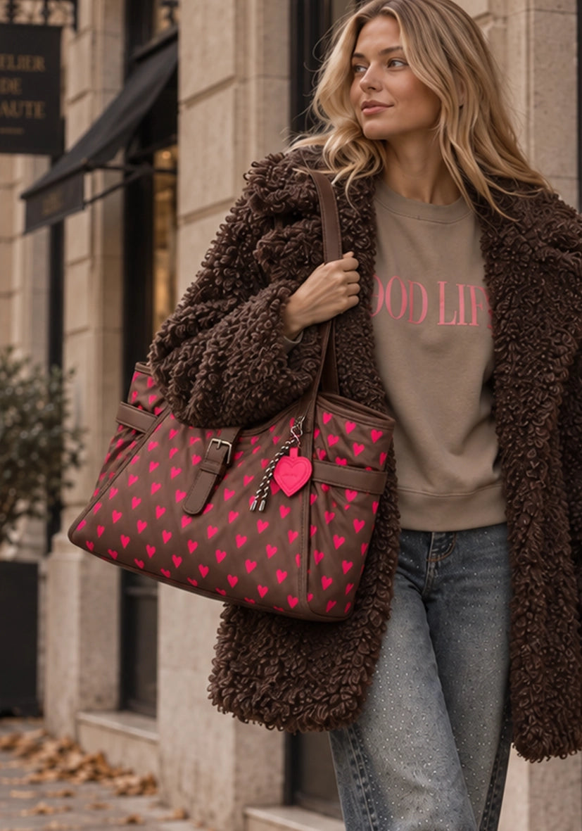 Shopper Miss Goodlife Heart - dunkelbraun