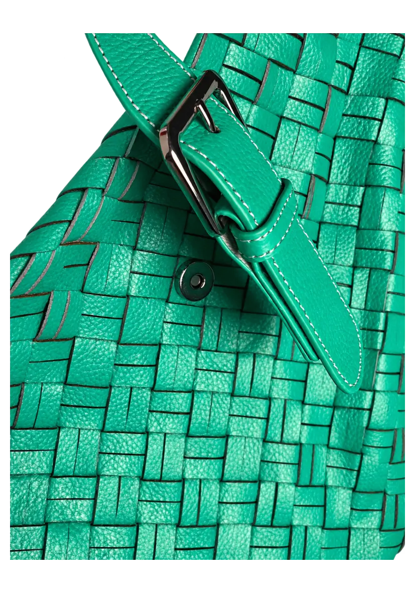 Leather Shopper Braided - türkis