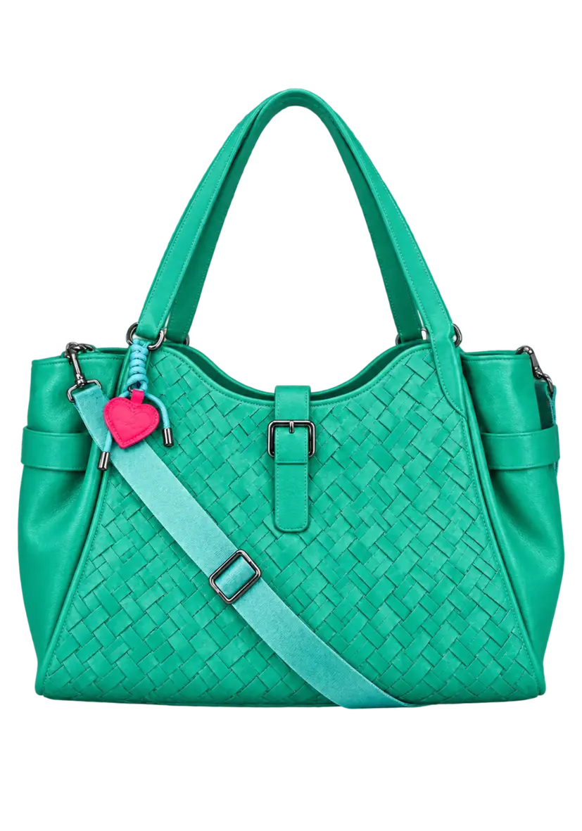 Leather Shopper Braided - türkis