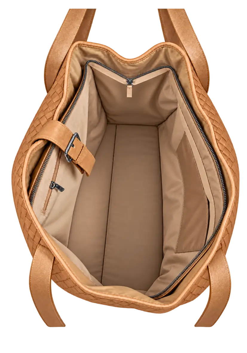 Leather Shopper Braided - beige