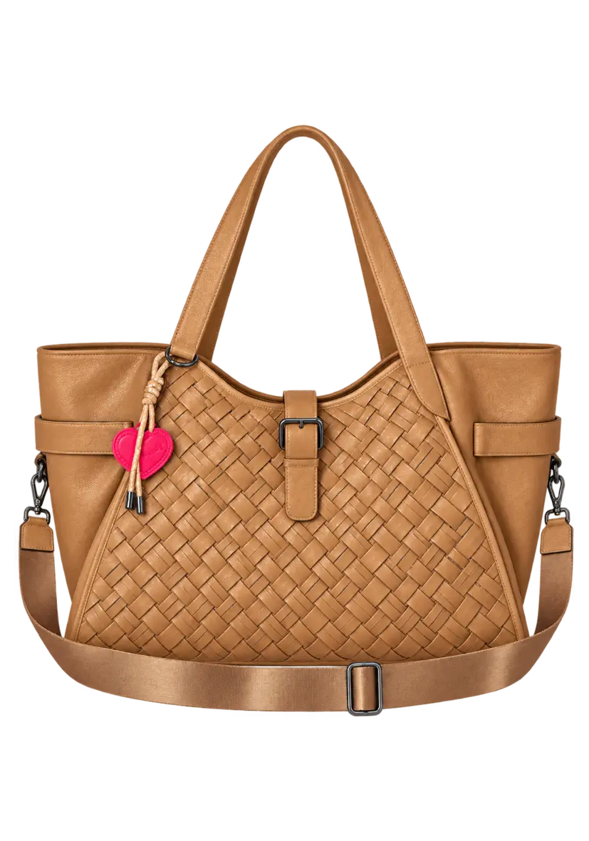 Leather Shopper Braided - beige