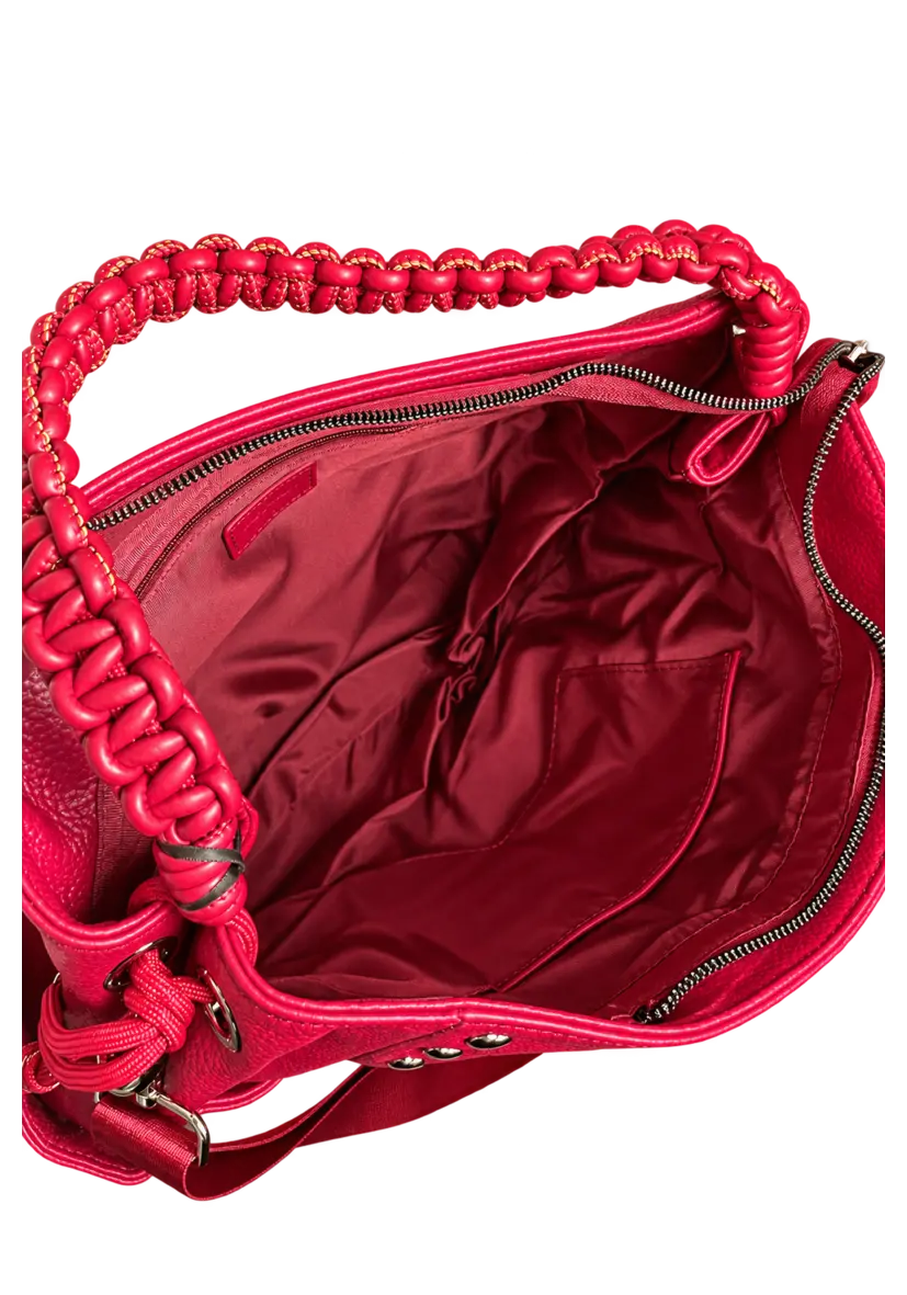 Braided Leather Bag Miss Goodlife - bordeaux