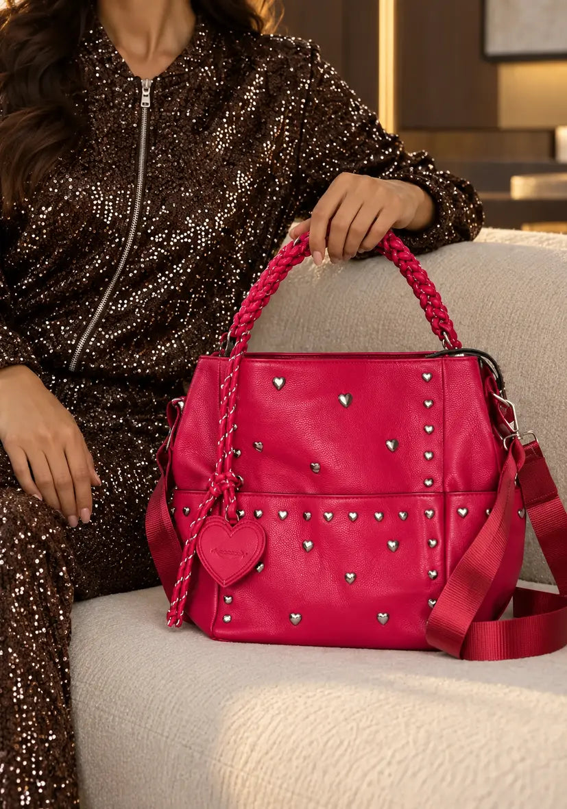 Braided Leather Bag Miss Goodlife - bordeaux