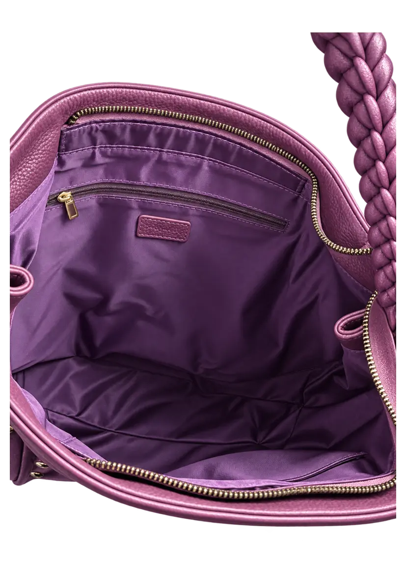 Braided Leather Bag Miss Goodlife - violett