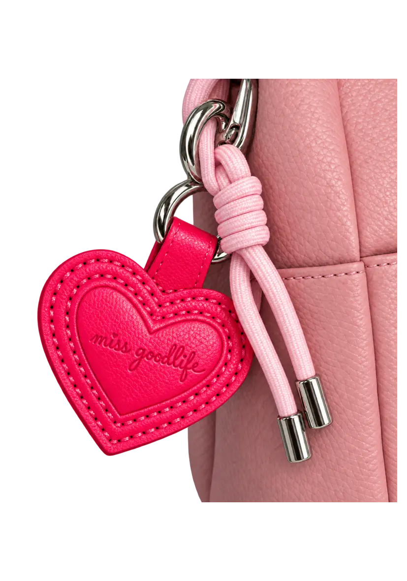Braided Leather Bag Miss Goodlife Heartface - dust rose