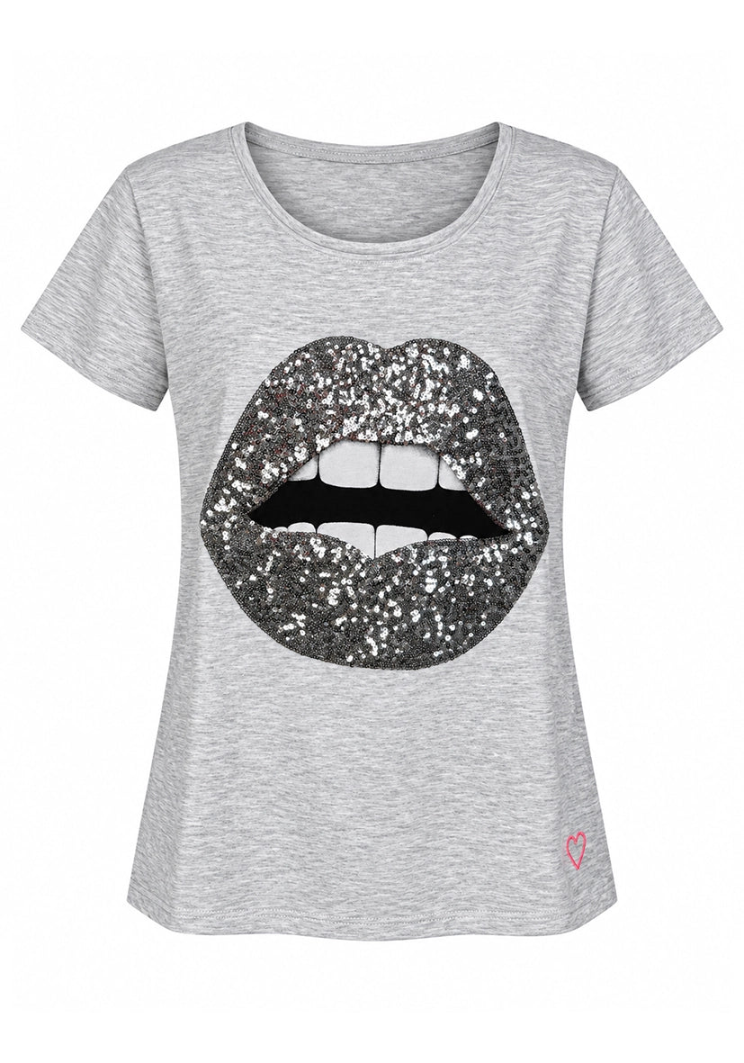 T-Shirt sparkle lips - Grey