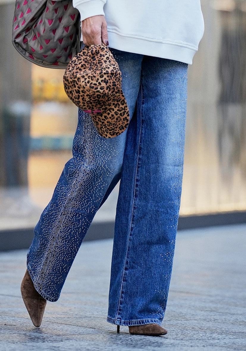 Jeans Rhinestone Cascade - blau