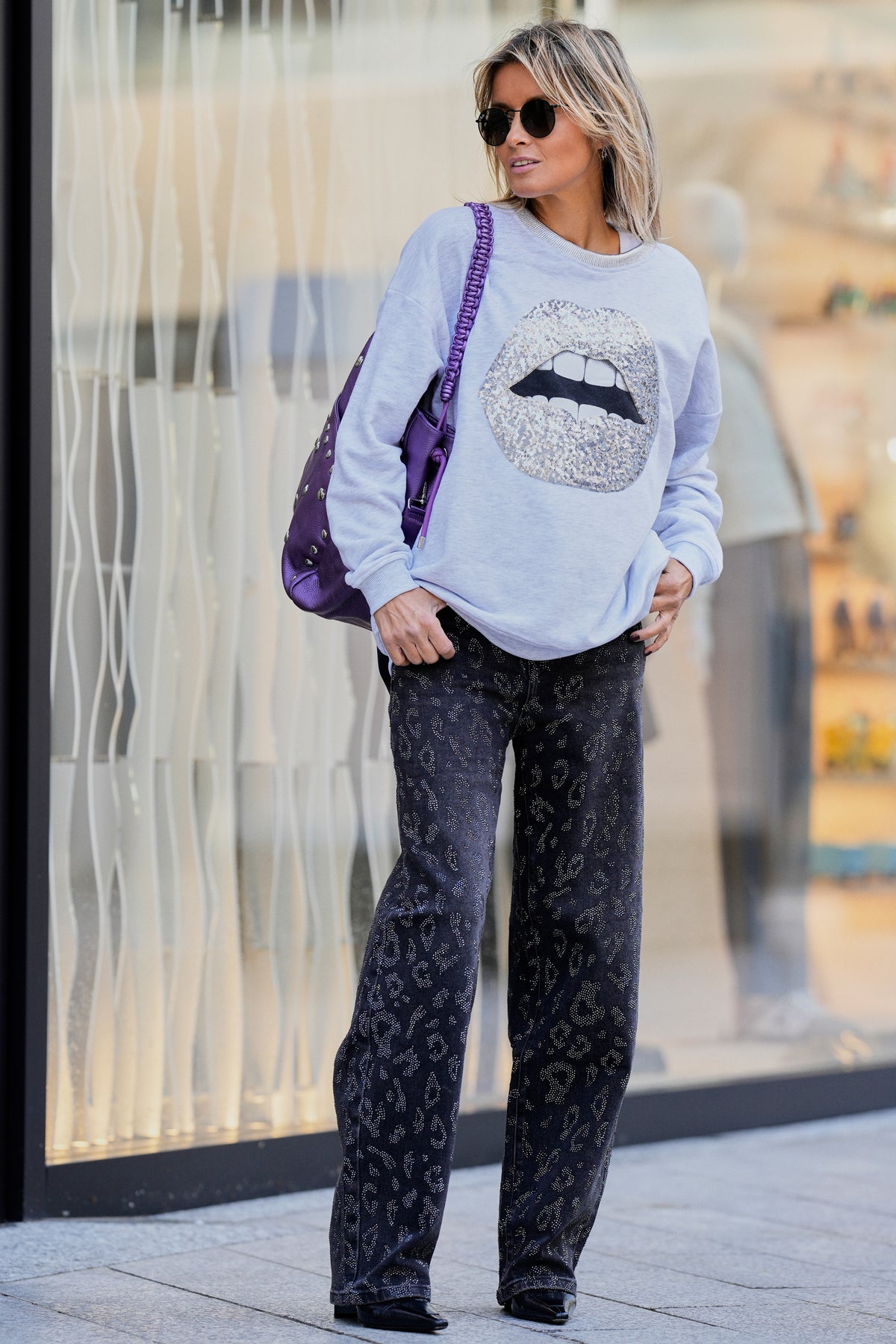 Barrel Jeans Leo Sparkle - schwarz