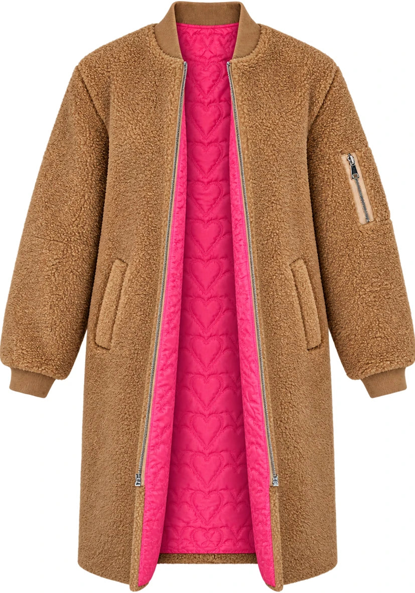 Teddy Jacket Zipper Long - Cognac