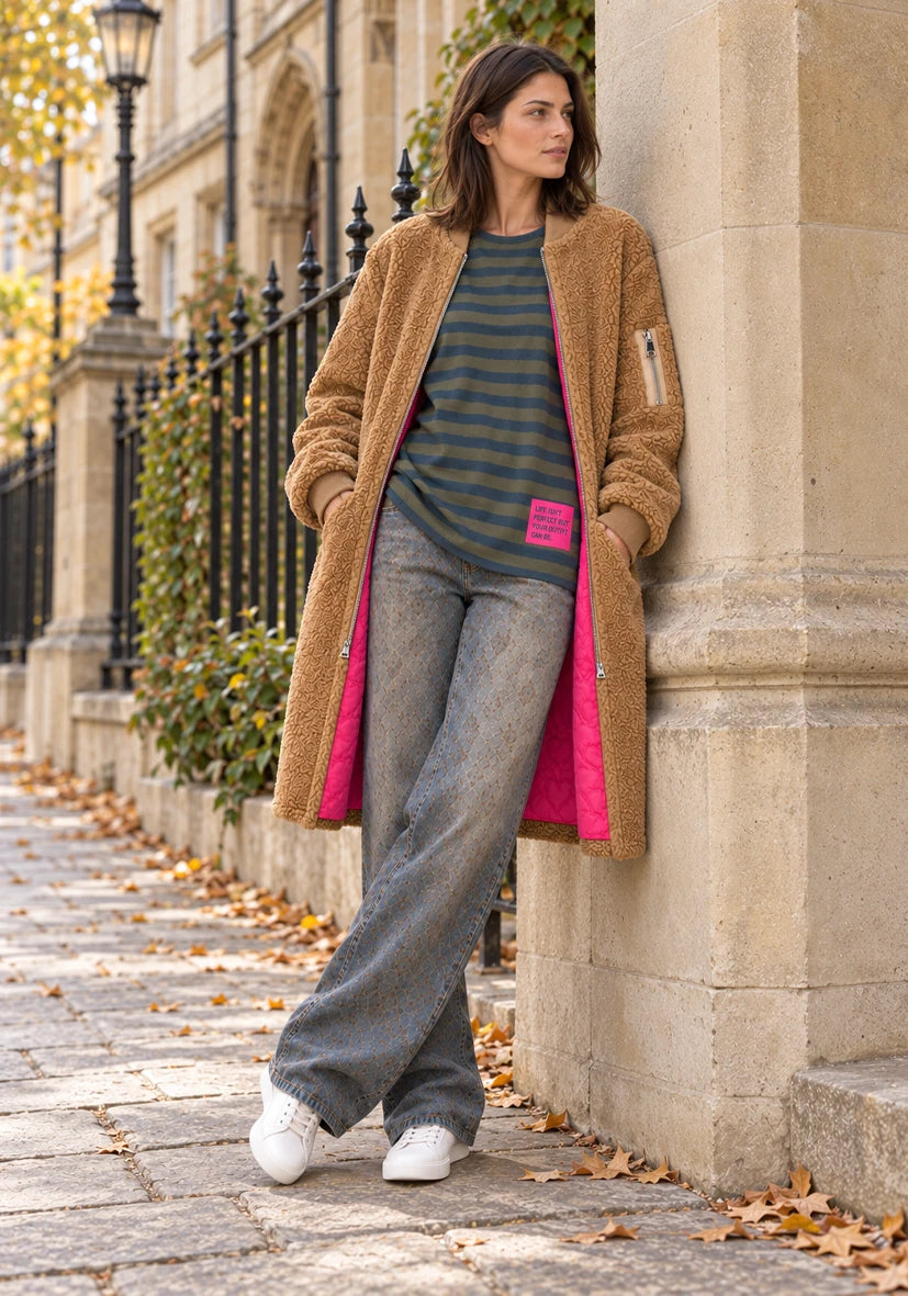 Teddy Jacket Zipper Long - Cognac