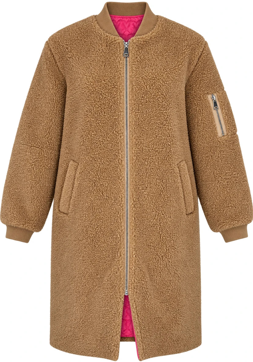Teddy Jacket Zipper Long - Cognac