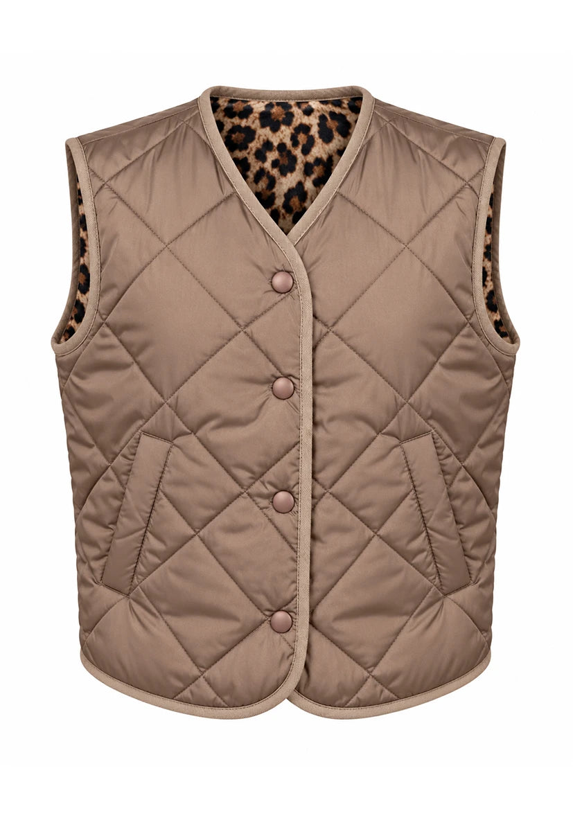 Vest Leo button Taupe