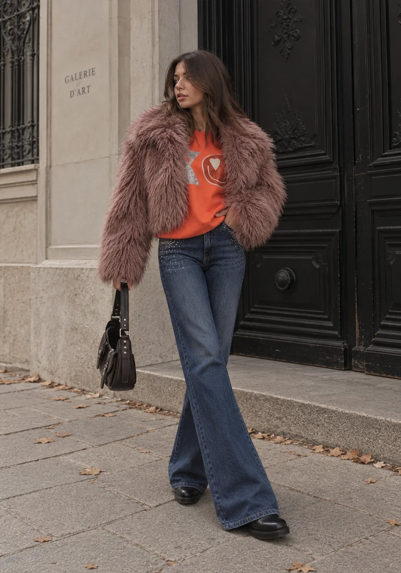 Manteau court Smile & Glow - gris