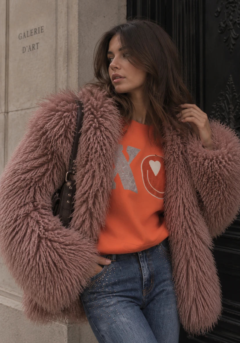 Manteau court Smile & Glow - gris