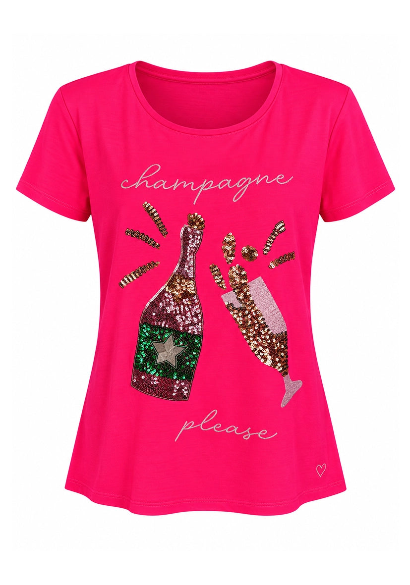 T-Shirt champagne please - Neonpink
