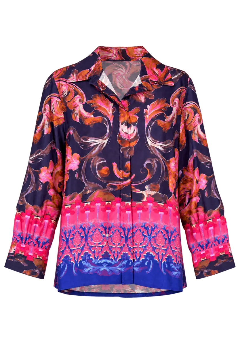 Blouse Happy Blue - Blau/Neonpink