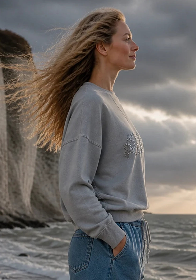 Roundneck Sparkling Amour - grau