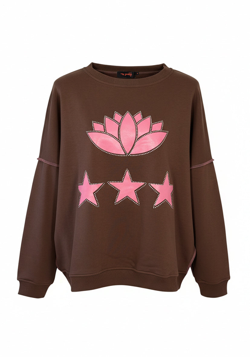 Roundneck Lotus Stars - Chocolate/Flashrose