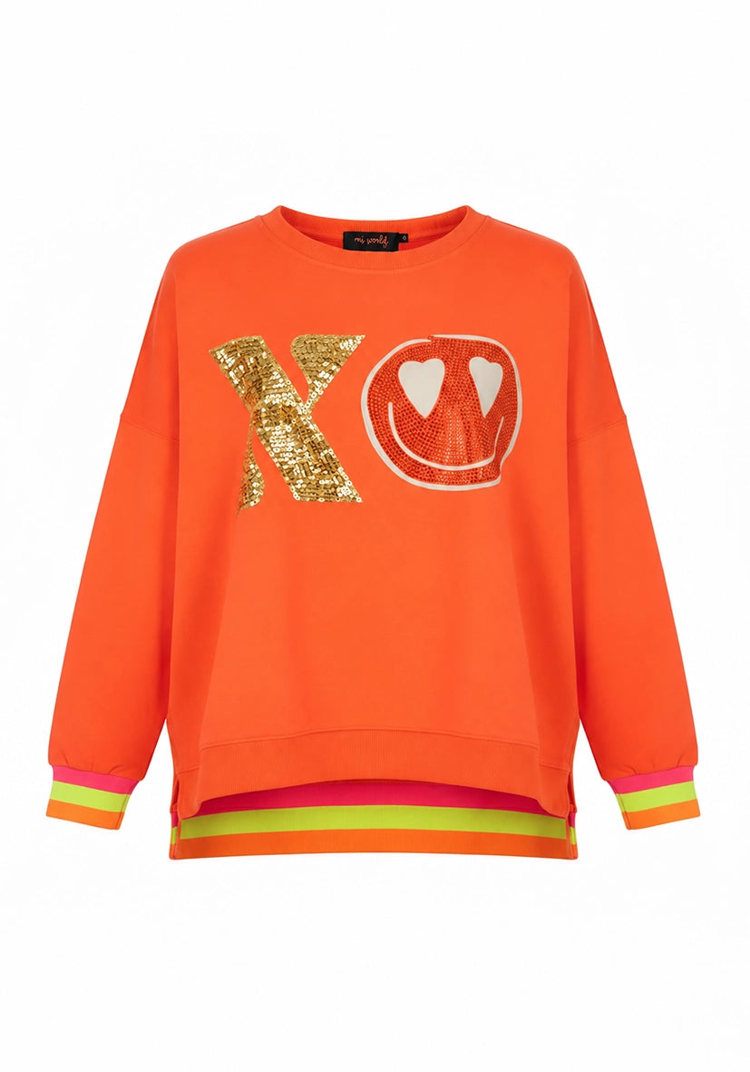 Roundneck XO Heartface - neonorange
