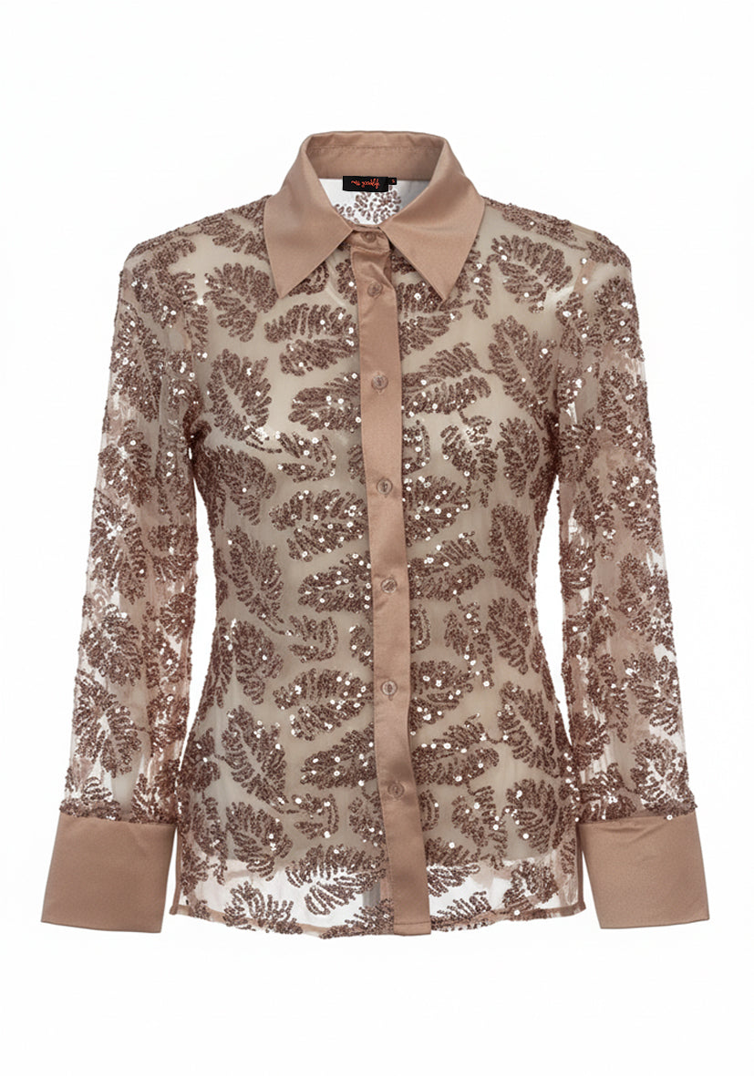 Blouse Sparkle Leaf - Rose