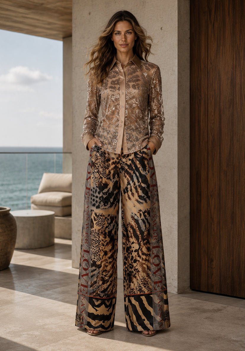 Blouse Sparkle Leaf - Rose
