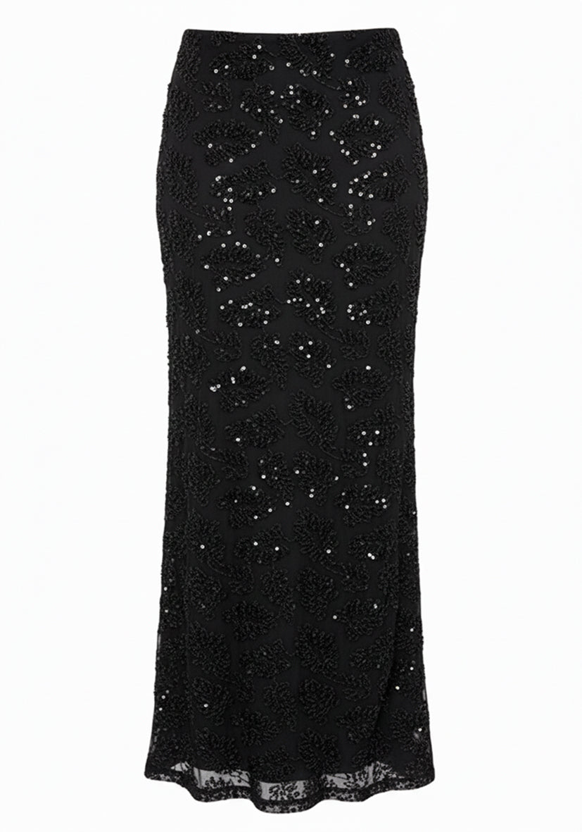 Skirt Sparkle leaf - Black