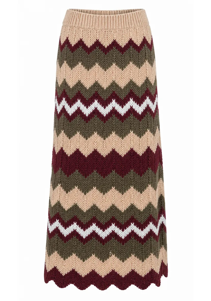 Knit Skirt zigzag - bordeaux