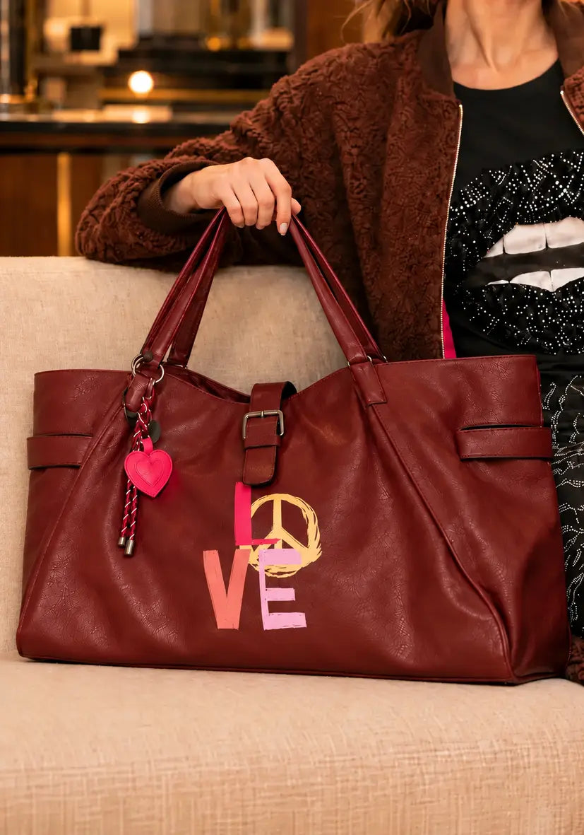 Leather Shopper Love - braun