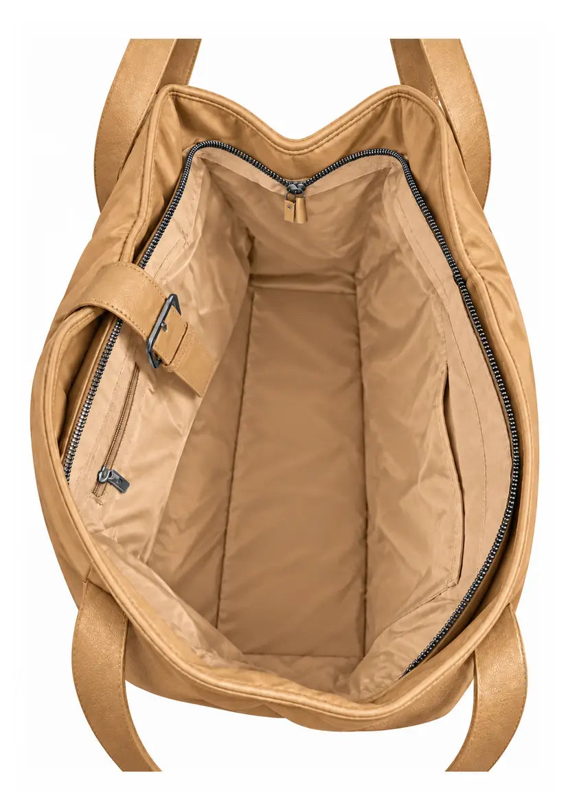 Leather Shopper Love - sand