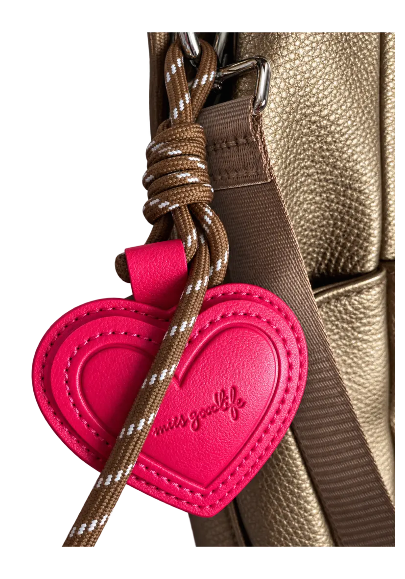 Braided Leather Bag Miss Goodlife Heartface - beige-gold
