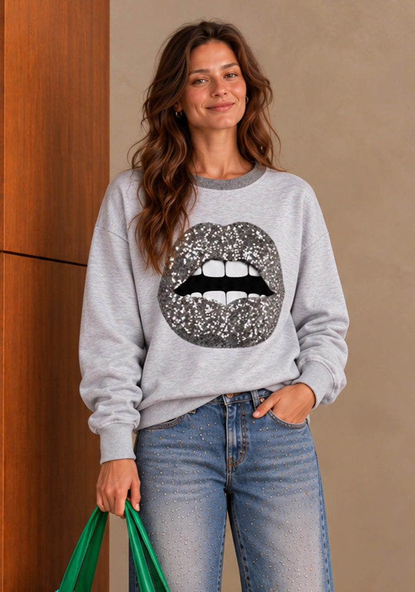 Roundneck sparkle lips
