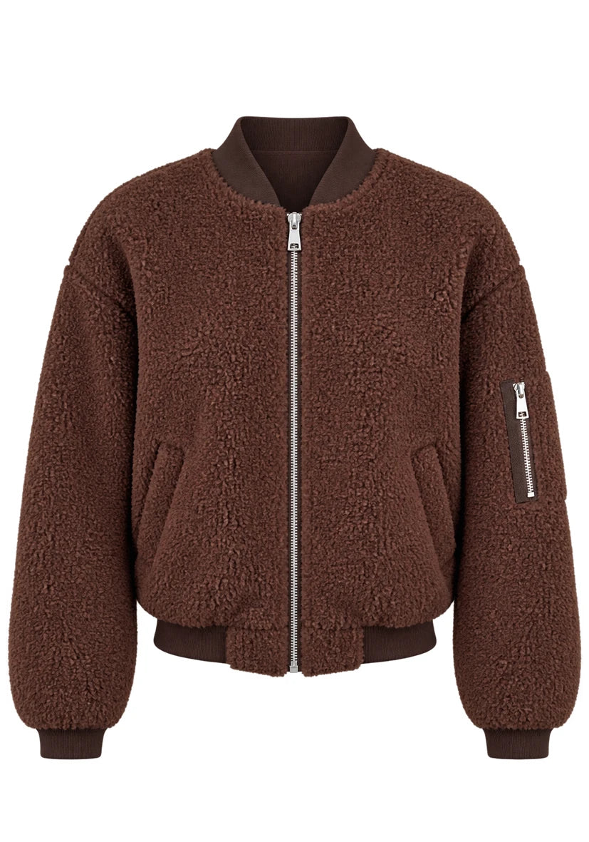 Teddy Jacket Zipper Short Chocolate