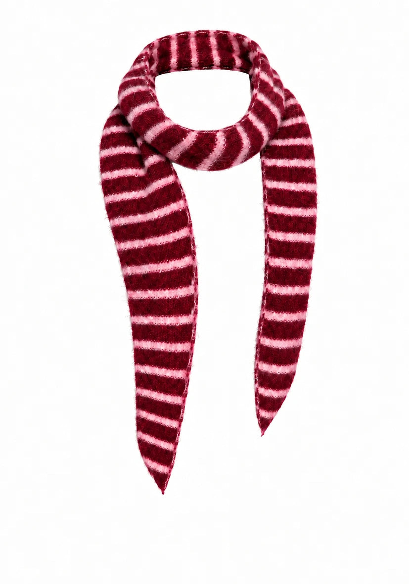 Small scarf stripes - bordeaux/flashrose