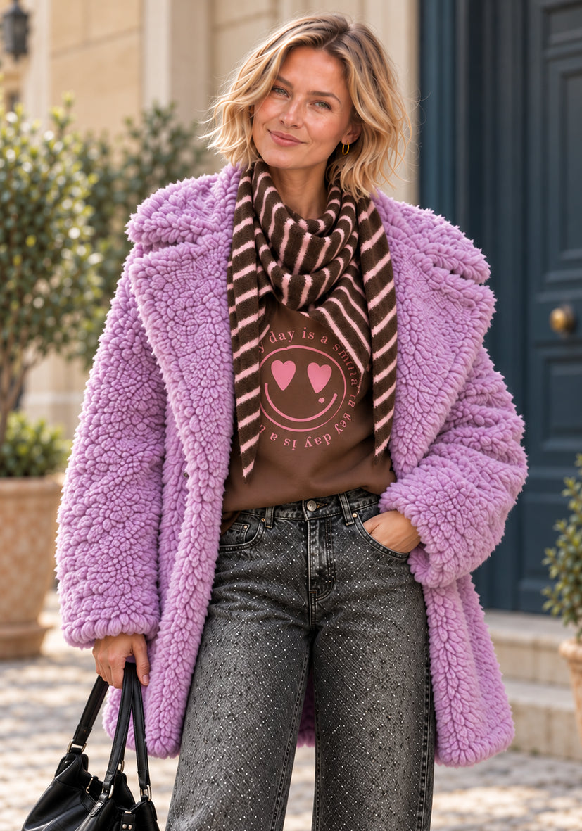Trianglescarf stripes - braun/flashrose