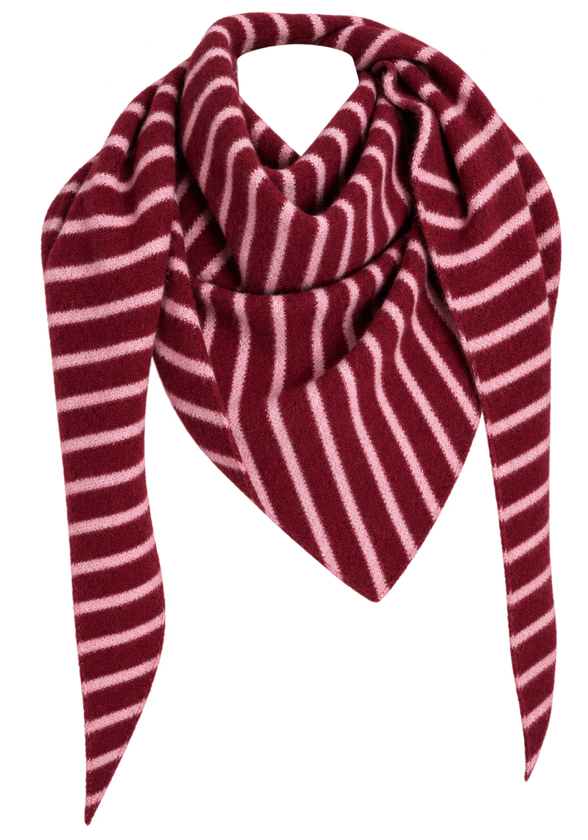Trianglescarf stripes - bordeaux/flashrose