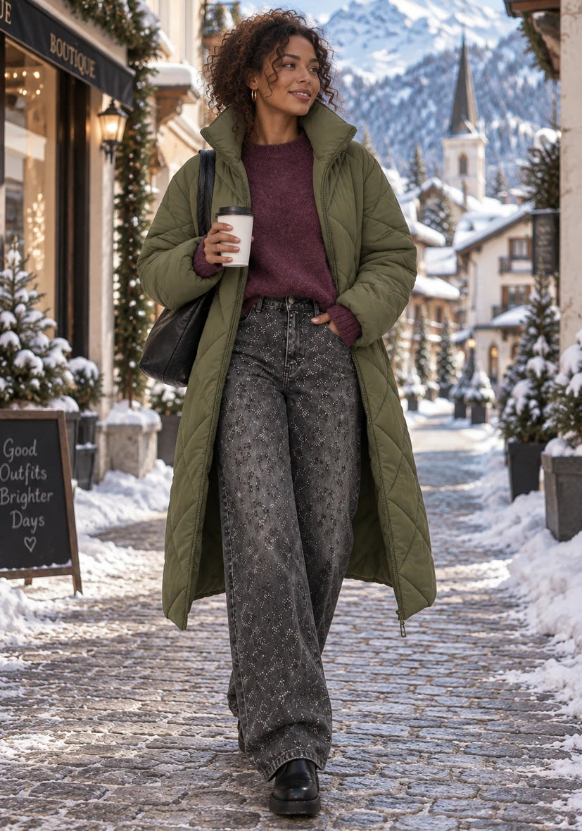 Online Exclusive: Maxi Puffer Coat olive