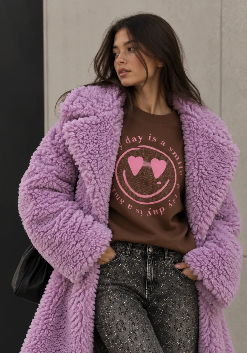 Manteau court Smile & Glow - gris