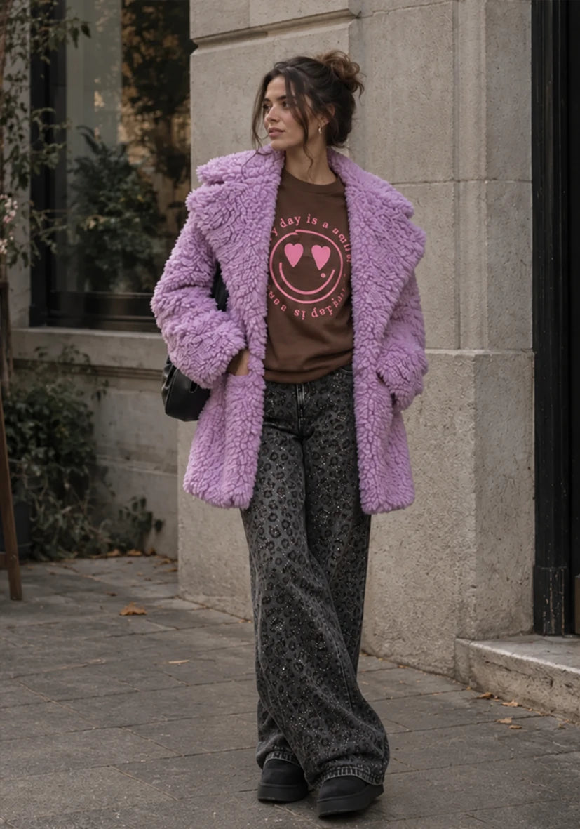 Manteau court Smile & Glow - gris