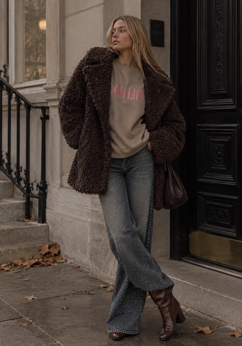 Manteau court Smile & Glow - gris