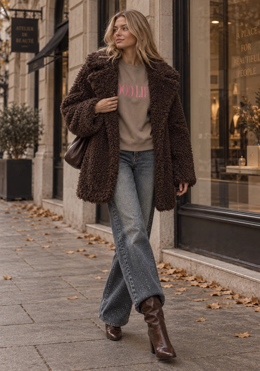 Manteau court Smile & Glow - gris