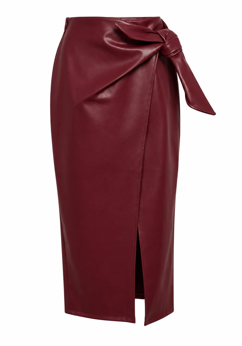 Leather Skirt - bordeaux