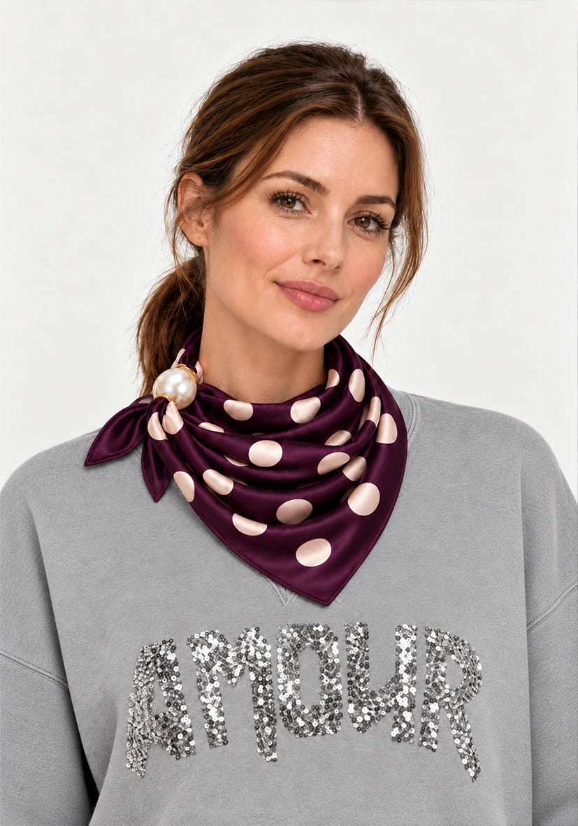 Scarf Dots Pearl bordeaux