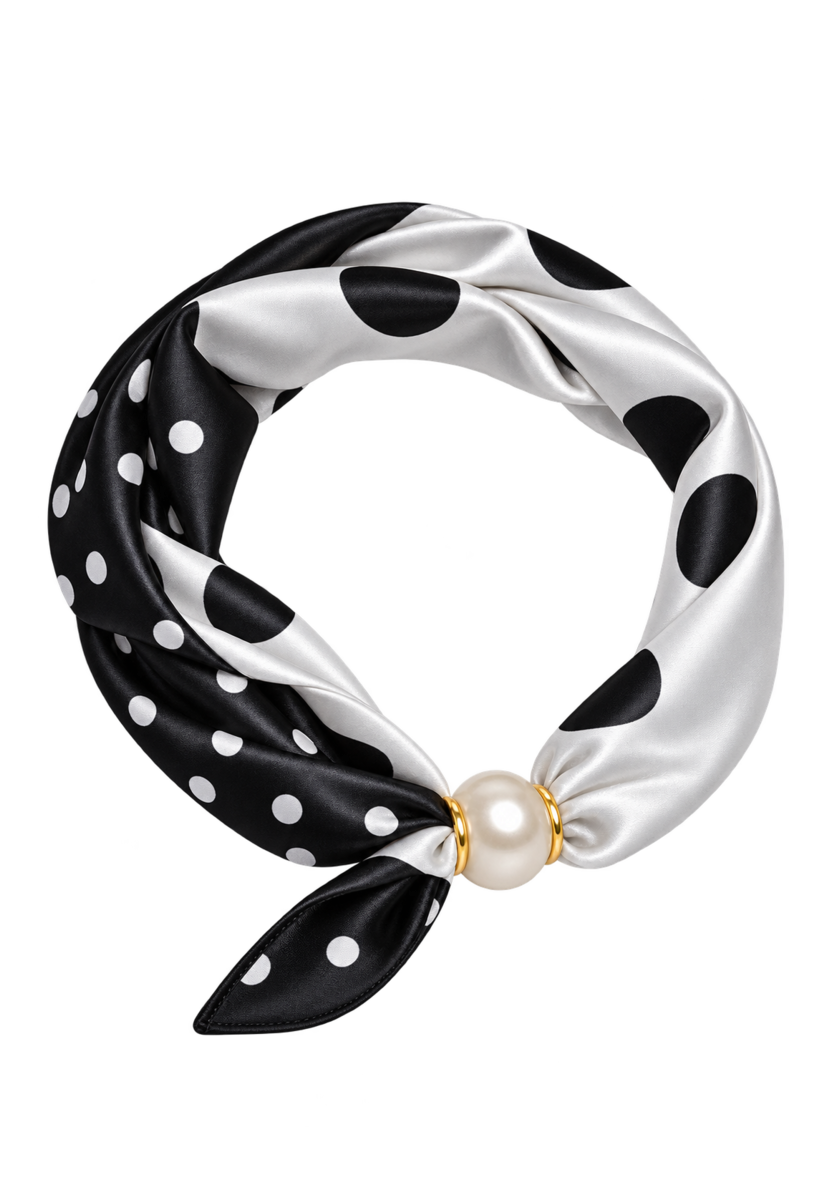 Scarf Dots Pearl - schwarz/weiß