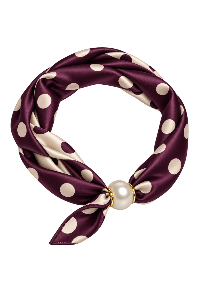 Scarf Dots Pearl - bordeaux